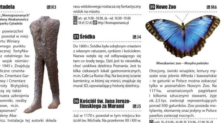 Poznań. Laminowana mapa / Plan miasta + Miniprzewodnik. ExpressMap wydawnictwa Fragment przewodnika