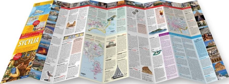 Sycylia. Laminowana mapa samochodowo-turystyczna + Miniprzewodnik wydawnictwa ExpressMap. Rozłożona mapa
