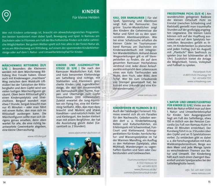Der Dachstein, Filzmoos,Ramsau. Wodooporna mapa turystyczna 031 wydawnictwa Kompass. Informator - przykładowe strony 1
