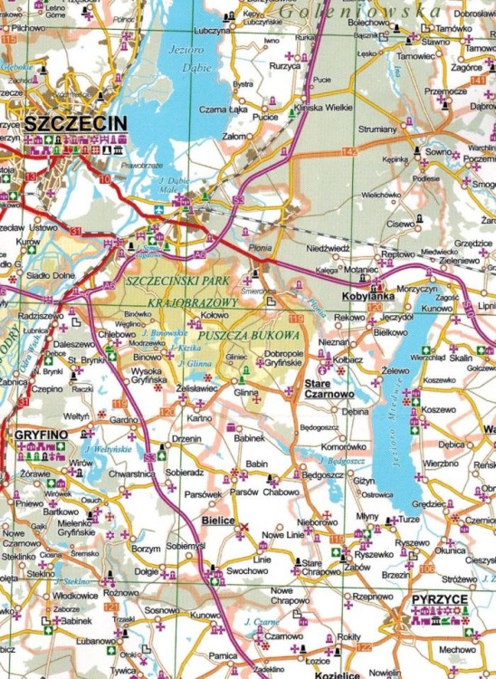 Śladami historii Pomorza Zachodniego 1:285 000. Mapa turystyczna wydania EKO-MAP. Fragment  2