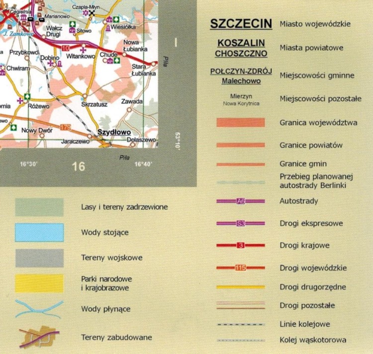 Śladami historii Pomorza Zachodniego 1:285 000. Mapa turystyczna wydania EKO-MAP. Spis treści