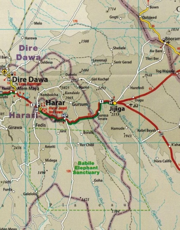 Etiopia, Somalia, Erytrea, Dżibuti 1:1 800 000. Wodoodporna mapa samochodowa wydawnictwa Reise Know - How. Fragment 2