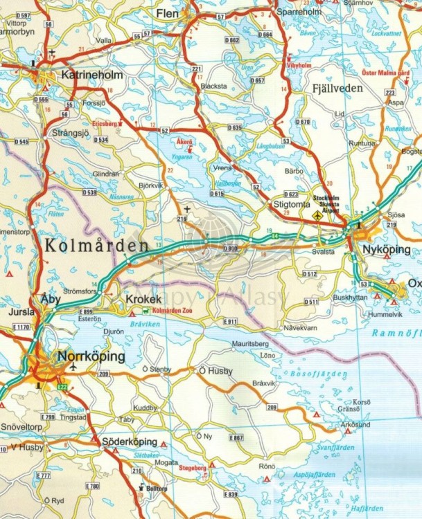 Szwecja południowa 1:500 000. Wodoodporna mapa samochodowo-turystyczna wydawnictwa Know-How. Fragment 2