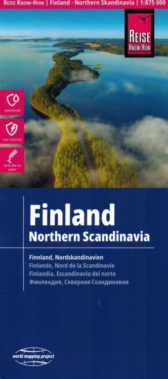 Finlandia i Północna Skandynawia 1:875 000. Wodoodporna mapa samochodowo-turystyczna wydawnictwa Reise Know-How. Okładka