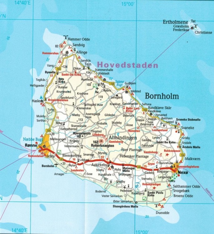 Dania 1:300 000. Wodoodporna mapa samochodowo-turystyczna wydawnictwa Reise Know-How. Wyspa Bornholm