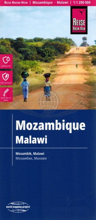 Mozambik i Malawi 1:1 200 000. Wodoodporna mapa samochodowo-turystyczna wydawnictwa Reise Know-How. Okładka