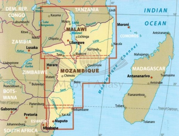 Mozambik i Malawi 1:1 200 000. Wodoodporna mapa samochodowo-turystyczna wydawnictwa Reise Know-How. Zasięg