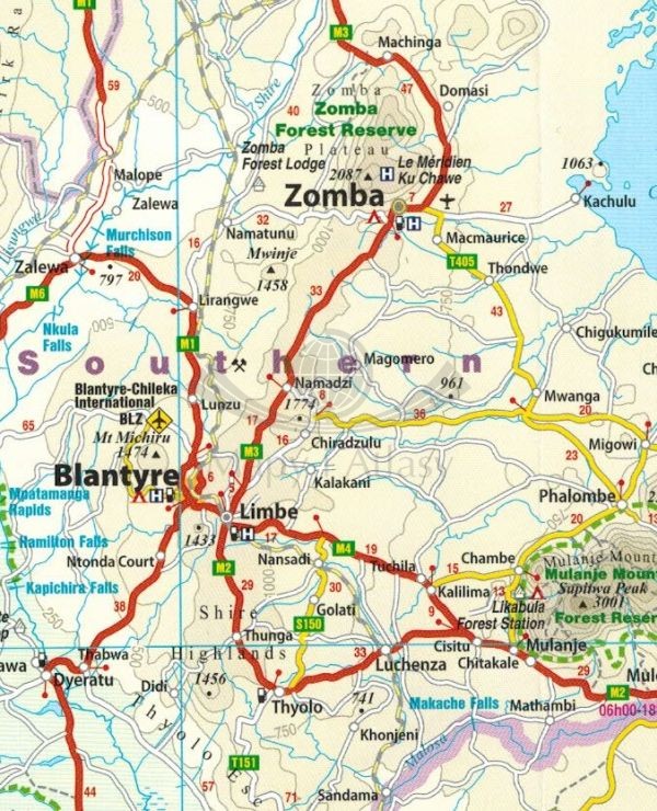 Mozambik i Malawi 1:1 200 000. Wodoodporna mapa samochodowo-turystyczna wydawnictwa Reise Know-How. Fragment 1