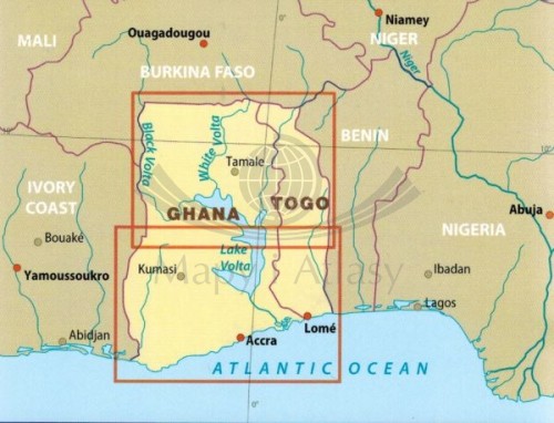 Ghana i Togo 1:600 000. Mapa samochodowo-turystyczna wydawnictwa Reise Know-How. Zasięg