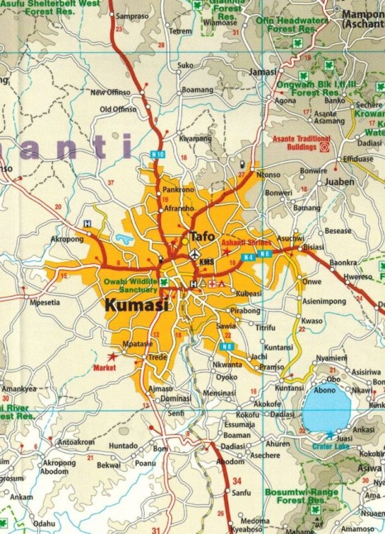 Ghana i Togo 1:600 000. Mapa samochodowo-turystyczna wydawnictwa Reise Know-How. Fragment 1
