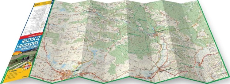 Roztocze Środkowe 1:50 000. Puszcza Solska. Laminowana mapa turystyczna wydawnictwa ExpressMap.  Składanie mapy
