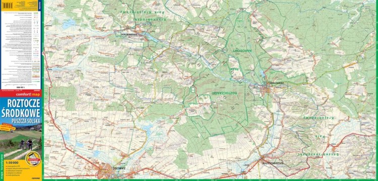 Roztocze Środkowe 1:50 000. Puszcza Solska. Laminowana mapa turystyczna wydawnictwa ExpressMap.  Strona 1