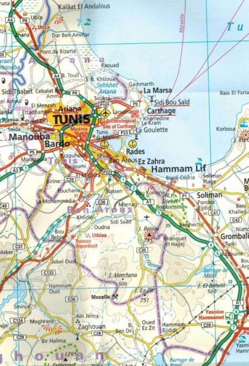 Tunezja 1:600 000. Wodoodporna mapa samochodowo-turystyczna wydawnictwa Reise Know-How. Fragment 1
