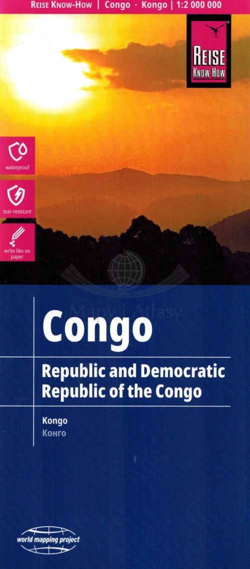 Kongo 1:2 000 000. Wodoodporna mapa samochodowa. Reise Know-How