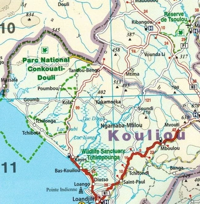Kongo 1:2 000 000. Wodoodporna mapa samochodowa wydawnictwa Reise Know-How. Fragment 1