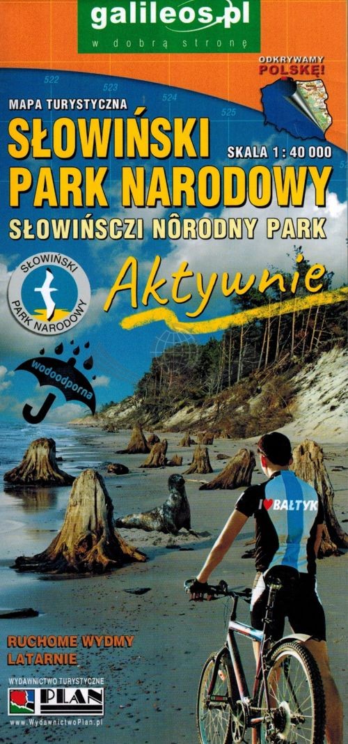 Słowiński Park Narodowy. Ustka-Rowy-Łeba. Laminowana mapa turystyczna. Galileos