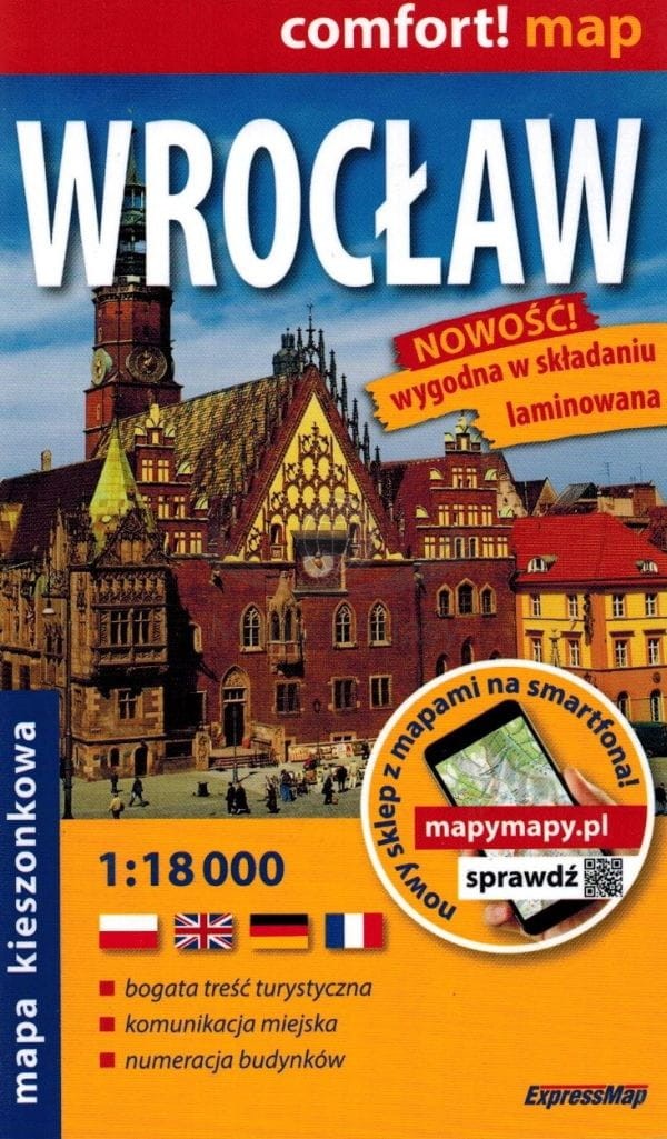 Wrocław 1:18 000. Laminowana mapa kieszonkowa / Plan miasta. ExpressMap