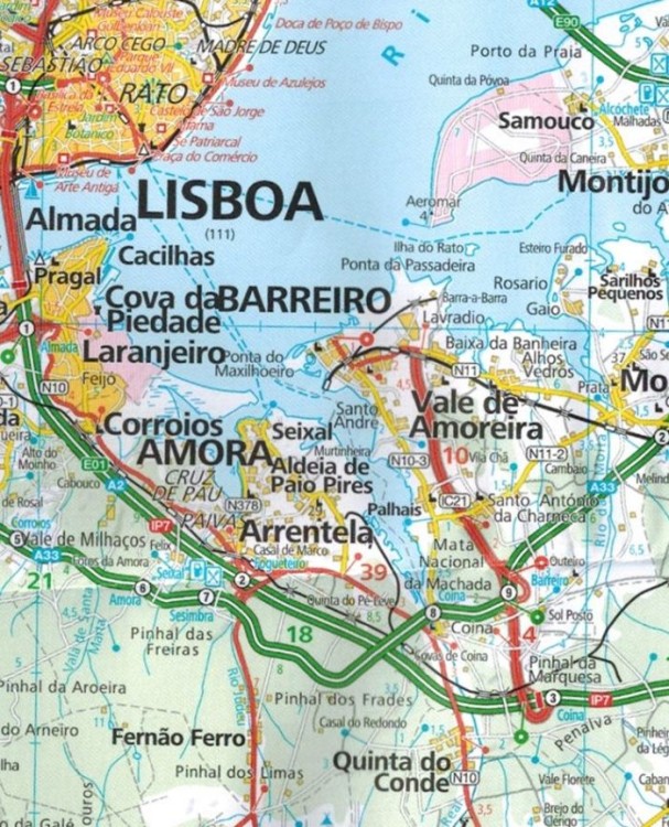 Algarve 1:200 000, Lisbona. Mapa samochodowa wydawnictwa Kümmerly+Frey. Fragment 1