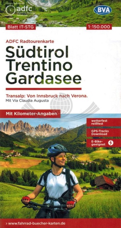 Południowy Tyrol, Trydent, Jezioro Garda 1:150 000. Wodoodporna mapa rowerowa. Okładka