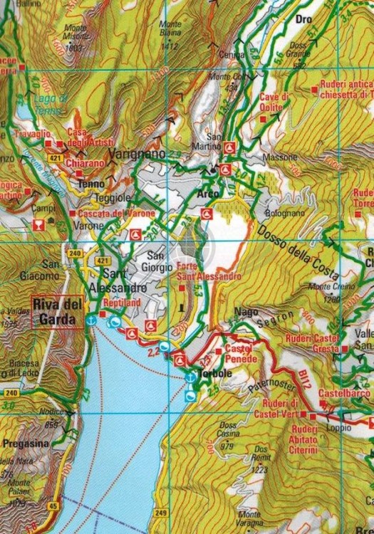 Południowy Tyrol, Trydent, Jezioro Garda 1:150 000. Wodoodporna mapa rowerowa. Fragment 1