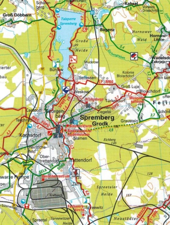 Łużyce i Wschodnie Rudawy 1:150 000. Wodoodporna mapa rowerowa. Wydawnictwa ADFC. Fragment 1