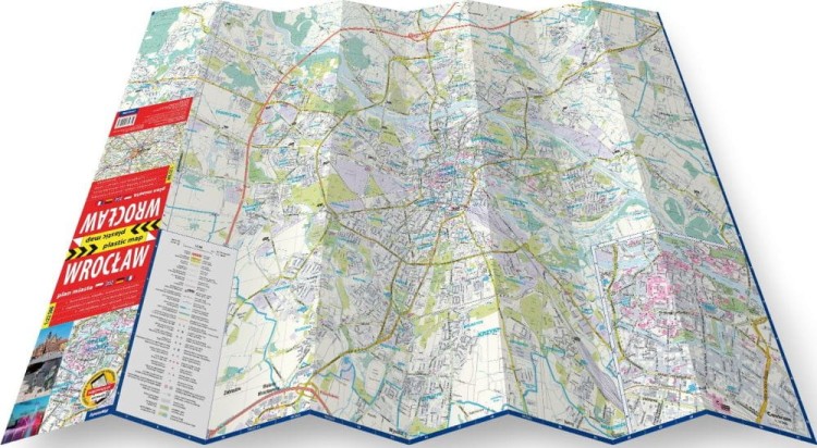 Wrocław 1:22 500. Foliowana mapa / Plan miasta wydawnictwa ExpressMap. Rozłożona mapa
