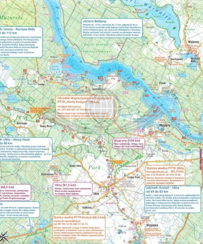 Krutynia 1:50 000. Wodoodporna mapa kajakowa wydawnictwa Compass. Fragment