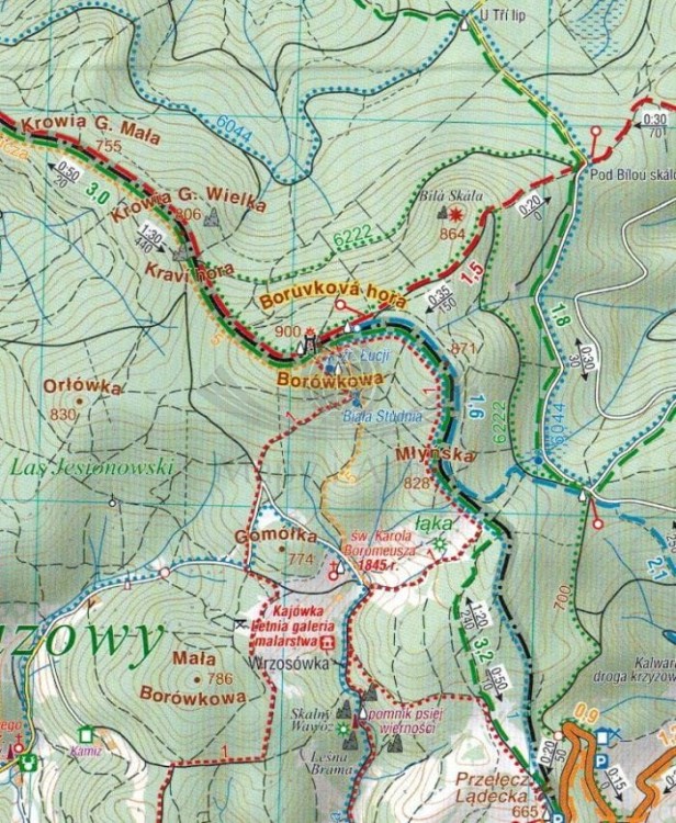 Góry Złote, Rychlebske Hory. Laminowana mapa turystyczna wydawnictwa Compass. Fragment 1