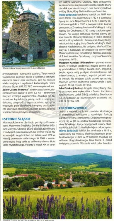 Góry Złote, Rychlebske Hory. Laminowana mapa turystyczna wydawnictwa Compass. Informator - fragment