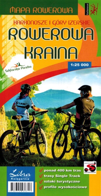 Karkonosze i Góry Izerskie 1:25 000. Laminowana mapa rowerowa wydawnictwa Libra. Okładka