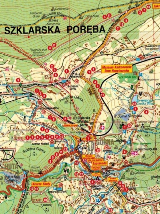 Karkonosze i Góry Izerskie 1:25 000. Laminowana mapa rowerowa wydawnictwa Libra. Fragment 1