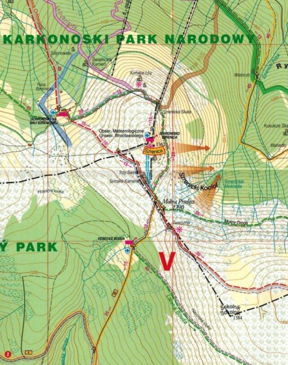 Karkonosze i Góry Izerskie 1:25 000. Laminowana mapa rowerowa wydawnictwa Libra. Fragment 2