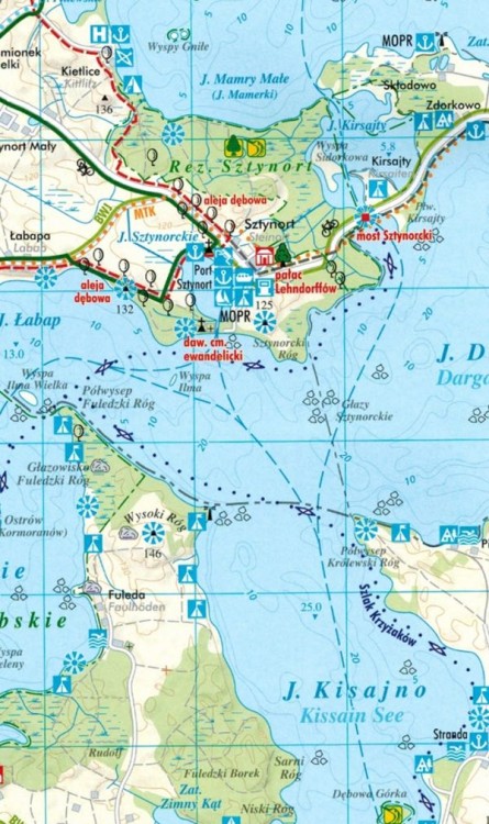 Mazury. Kraina Wielkich Jezior. Mapa turystyczna wydawnictwa TopMapa. Fragment 1