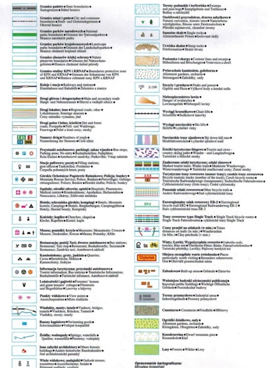 Polskie Karkonosze i Góry Izerskie 1:25 000. Mapa turystyczna wydawnictwa Libra. Legenda
