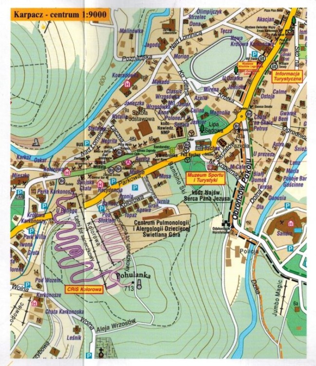 Polskie Karkonosze i Góry Izerskie 1:25 000. Mapa turystyczna wydawnictwa Libra. Fragment planu miast