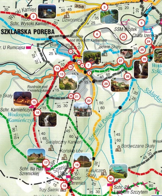Szlaki turystyczne Karkonoszy. Mapa turystyczna wydawnictwa Libra. Fragment 1
