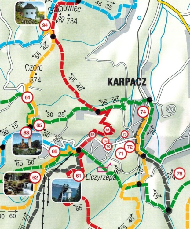 Szlaki turystyczne Karkonoszy. Mapa turystyczna wydawnictwa Libra. Fragment 2