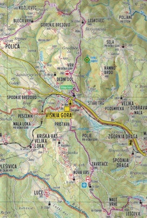 Lublana i okolice / Ljubljana in okolica 1:75 000. Mapa turystyczna wydawnictwa Kartografija. Fragment 1