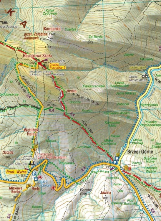 Bieszczady - połoniny 1:25 000. Wodoodporna mapa turystyczna wydawnictwa Galileos. Fragment 2