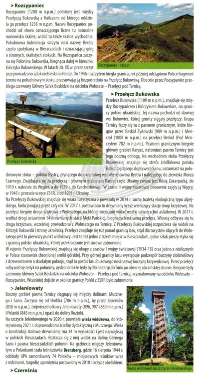 Bieszczady - połoniny 1:25 000. Wodoodporna mapa turystyczna wydawnictwa Galileos. Informator - fragment