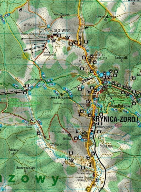 Beskid Sądecki. Laminowana mapa samochodowo-turystyczna wydawnictwa Demart. Fragment 1