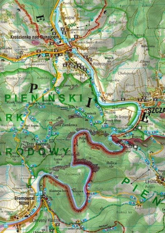 Beskid Sądecki. Laminowana mapa samochodowo-turystyczna wydawnictwa Demart. Fragment 2