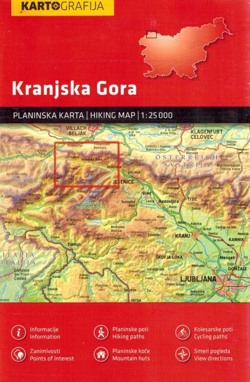 Kranjska Gora 1:25 000. Wodoodporna mapa turystyczna wydawnictwa Kartografija. Okładka - tył