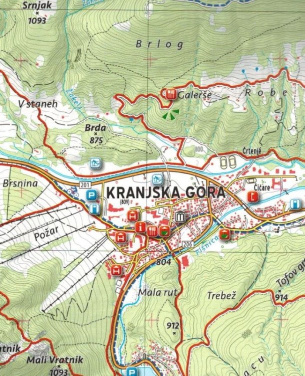 Kranjska Gora 1:25 000. Wodoodporna mapa turystyczna wydawnictwa Kartografija. Fragment 1