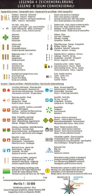 Alpy Julijskie 1:50 000. Mapa turystyczna wydawnictwa Kartografija. Spis treści