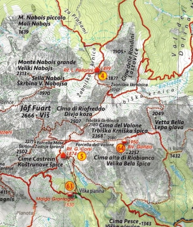 Alpy Julijskie 1:50 000. Mapa turystyczna wydawnictwa Kartografija. Fragment 2
