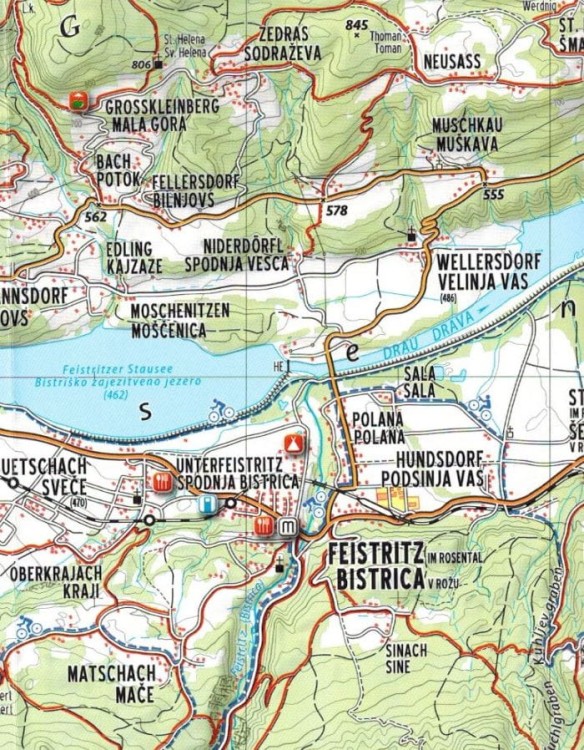 Karawanke, od Kepe do Kosute 1:50 000. Wodoodporna mapa turystyczna wydawnictwa Kartografija. Fragment 1