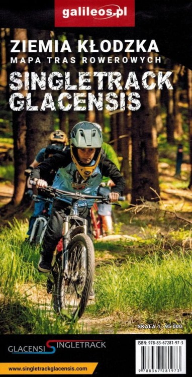 Ziemia Kłodzka. Mapa turystyczna tras rowerowych Singletrack Glacensis wydawnictwa Galileos. Okładka