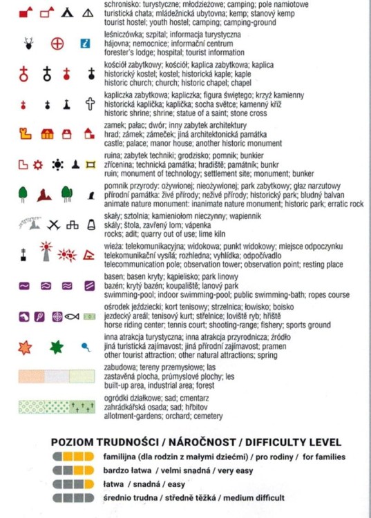 Ziemia Kłodzka. Mapa turystyczna tras rowerowych Singletrack Glacensis wydawnictwa Galileos. Legenda 2