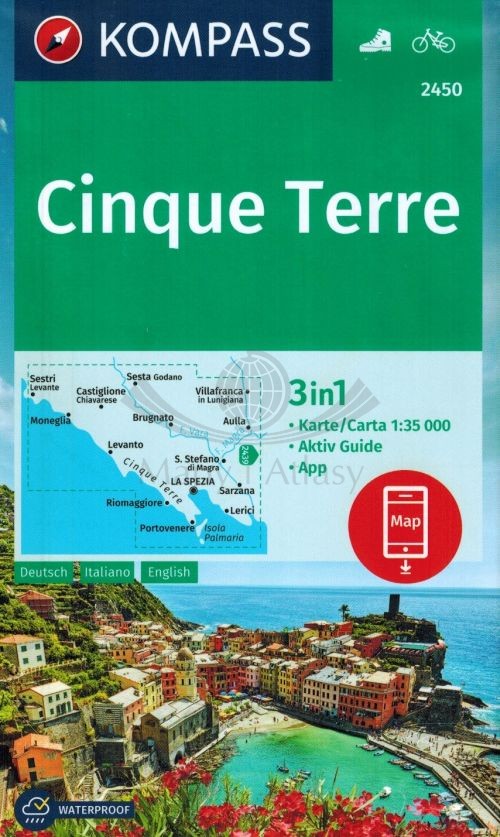 Cinque Terre 1:35 000. Wodoodporna mapa turystyczna 2450. Kompass